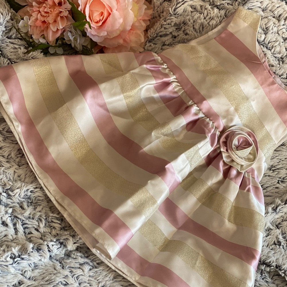 Satin gold-pink toddler dress